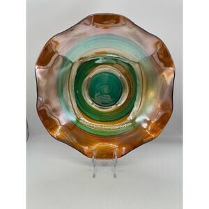 Quadrifoglio Glass Swirl Ruffle Edge Bowl 13 1/2” Italy